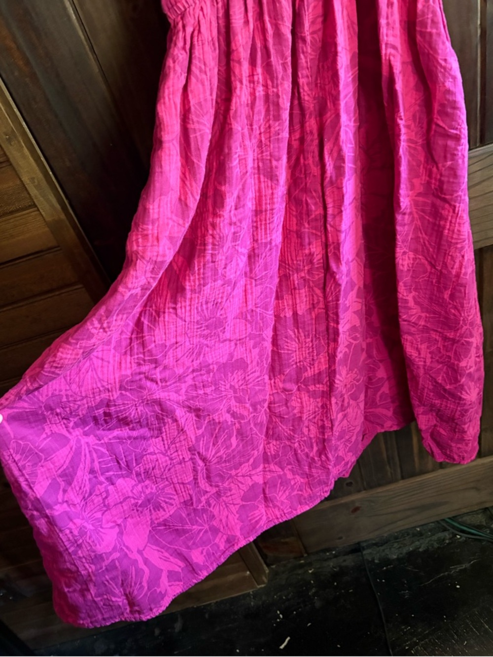 GAP Hot Pink Cotton Sundress- Floral Print- Size Large - Picture 9 of 12